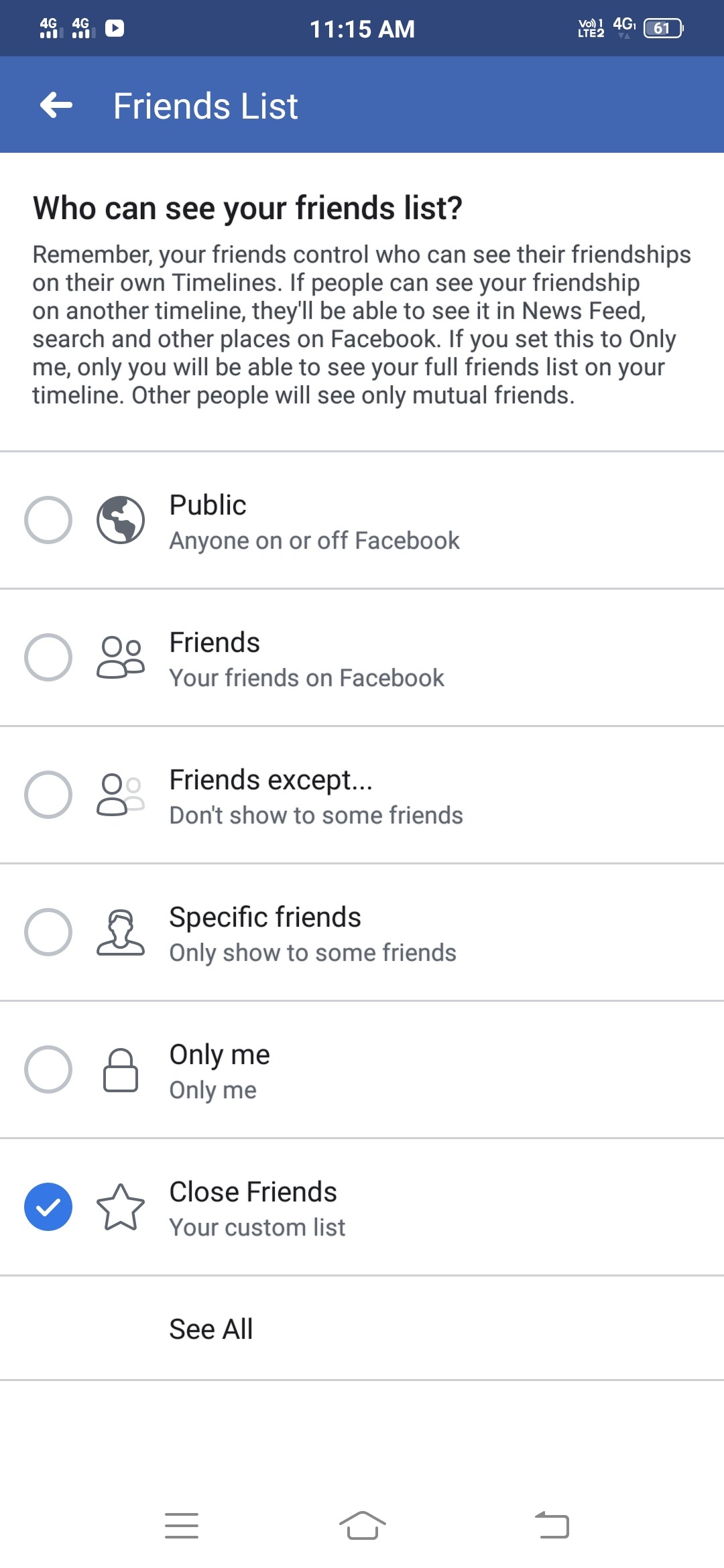 How to hide Facebook friends list in Bengali